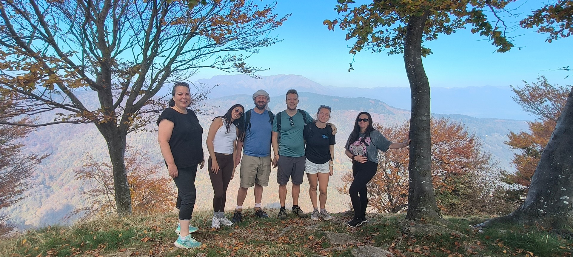 Montino coliving residents on a hilltop above Lago Maggiore in autumn