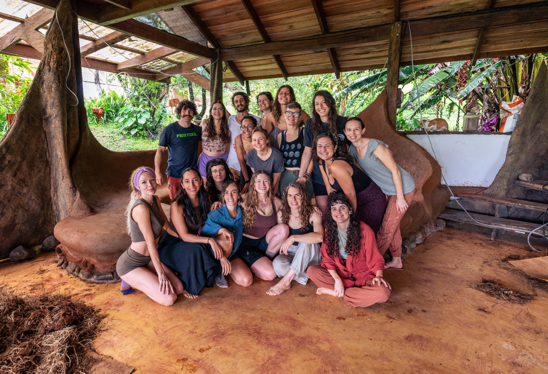 Group of residents and volunteers at Protopia Community, a Costa Rica coliving community